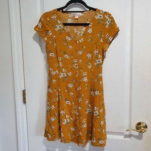 Band of Gypsies Yellow Floral Button-Up Dress